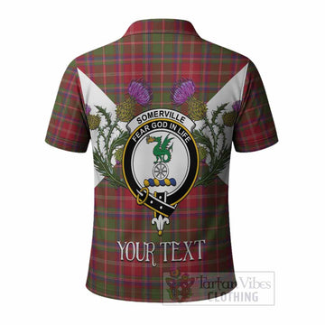 Somerville Tartan Family Crest Polo Shirt Scottish Burns Night Thistle Floral