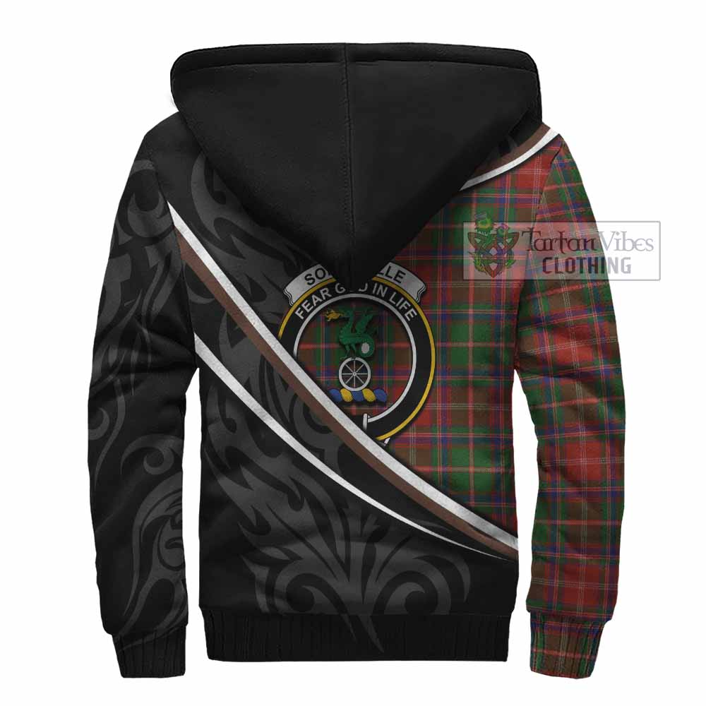 Somerville Tartan Family Crest Sherpa Hoodie Celtic Scottish Thistle Floral - Tartan Vibes Clothing