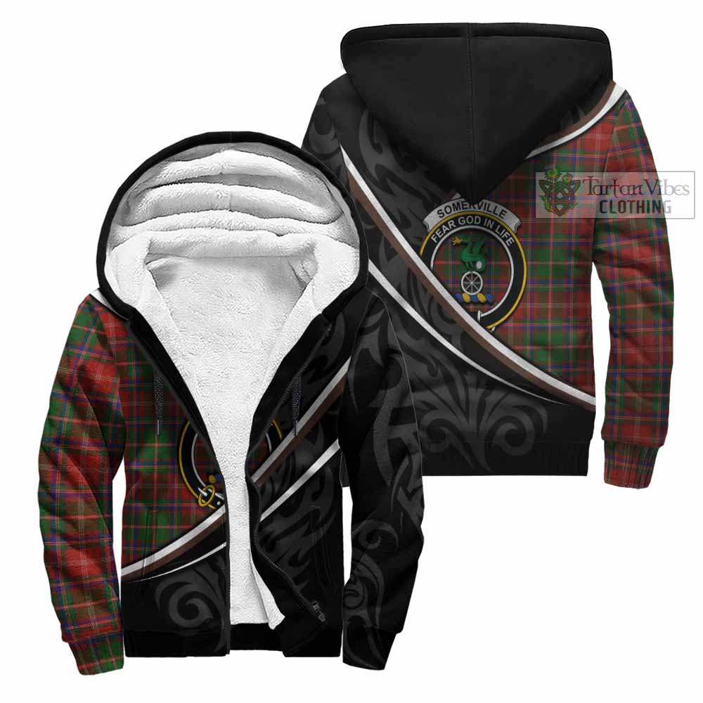 Somerville Tartan Family Crest Sherpa Hoodie Celtic Scottish Thistle Floral - Tartan Vibes Clothing