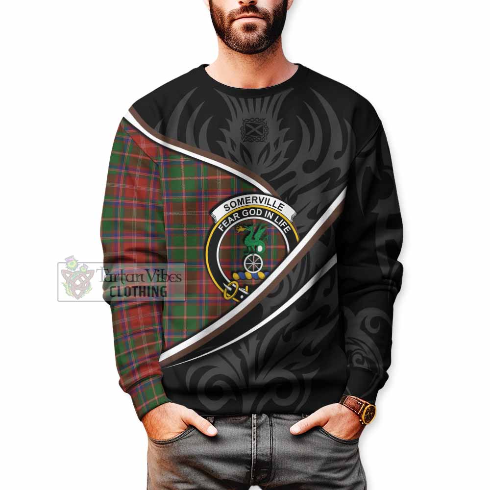 Somerville Tartan Family Crest Sweatshirt Celtic Scottish Thistle Floral - Tartan Vibes Clothing