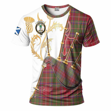 Somerville Tartan Family Crest T-Shirt Bagpipes with Scottish Thistle