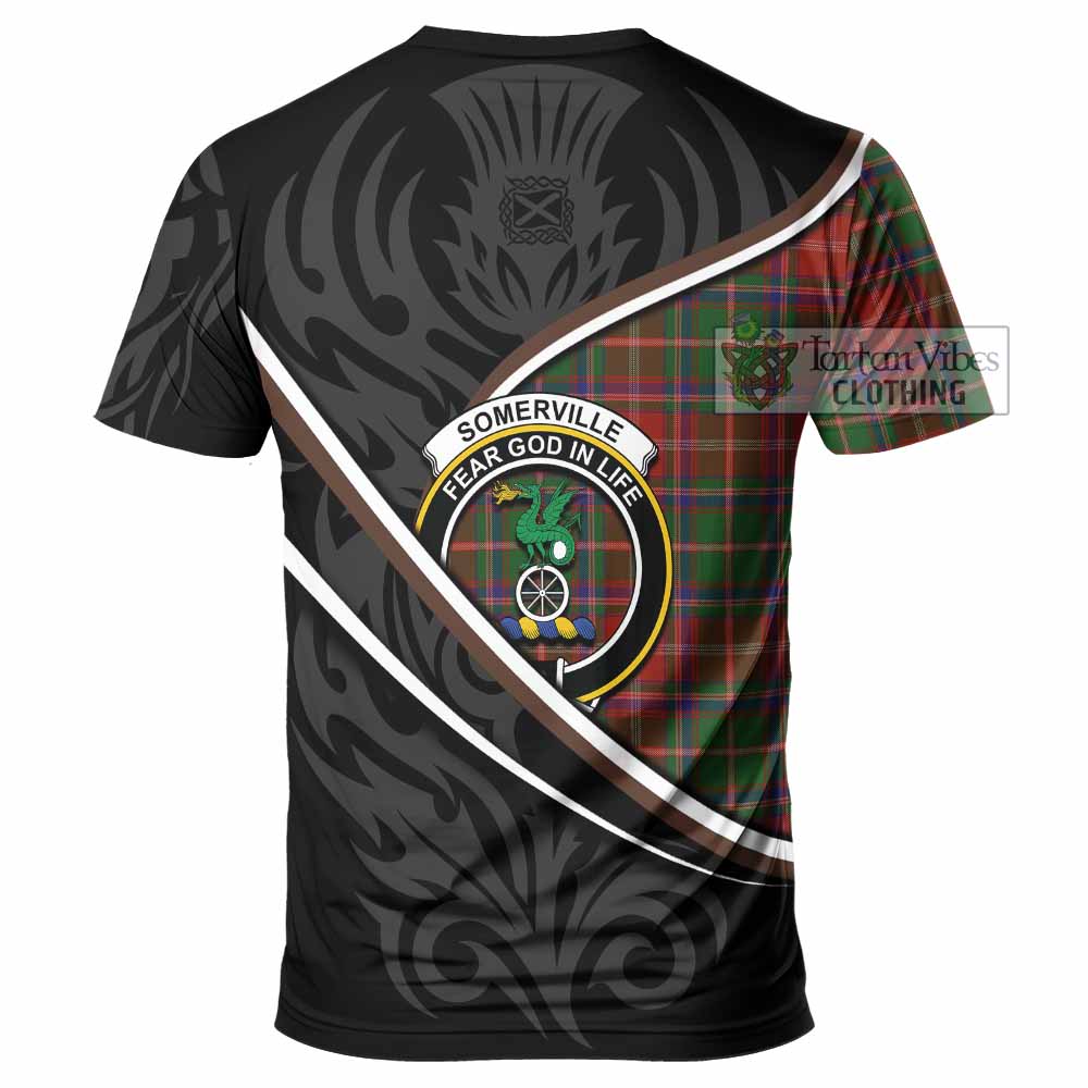 Somerville Tartan Family Crest T-shirt Celtic Scottish Thistle Floral - Tartan Vibes Clothing