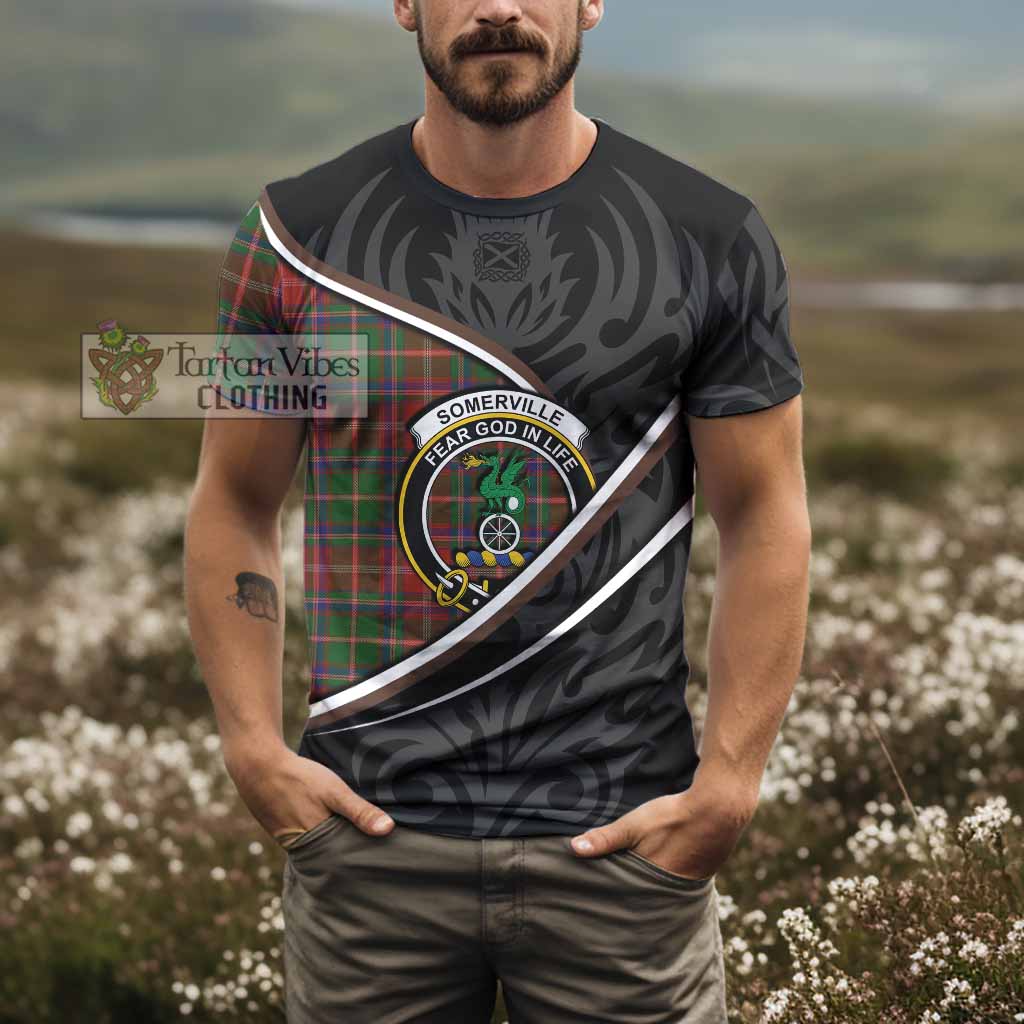 Somerville Tartan Family Crest T-shirt Celtic Scottish Thistle Floral - Tartan Vibes Clothing
