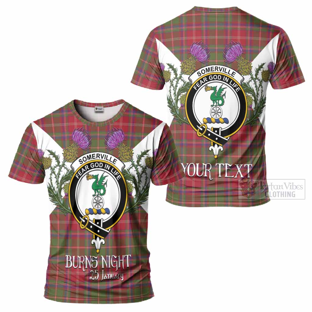 Somerville Tartan Family Crest T-Shirt Scottish Burns Night Thistle Floral