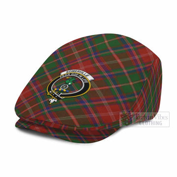 Somerville Tartan Flat Cap, Jeff Cap Cross Style with Family Crest