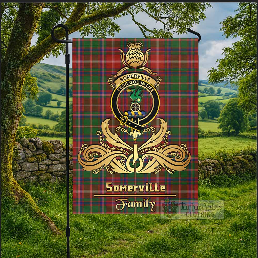 Somerville Tartan Garden Flag with Highland Thistle Cherish Family Crest Style - Tartan Vibes Clothing