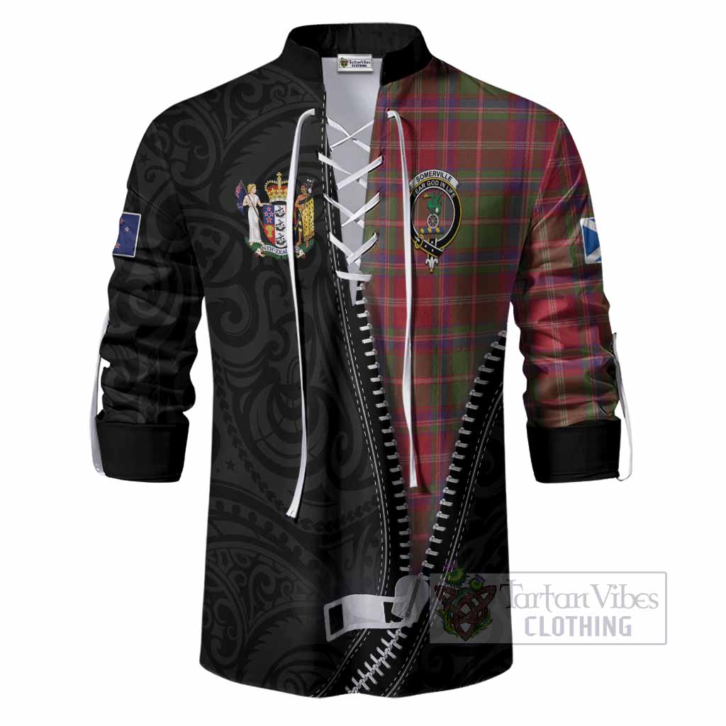 Somerville Tartan Ghillie Shirt New Zealand Pattern Unique Zipper Stylized