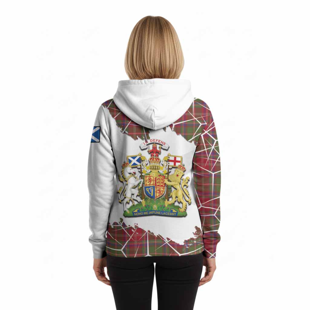Somerville Tartan Hoodie with Family Crest and Lion Rampant Grunge Style