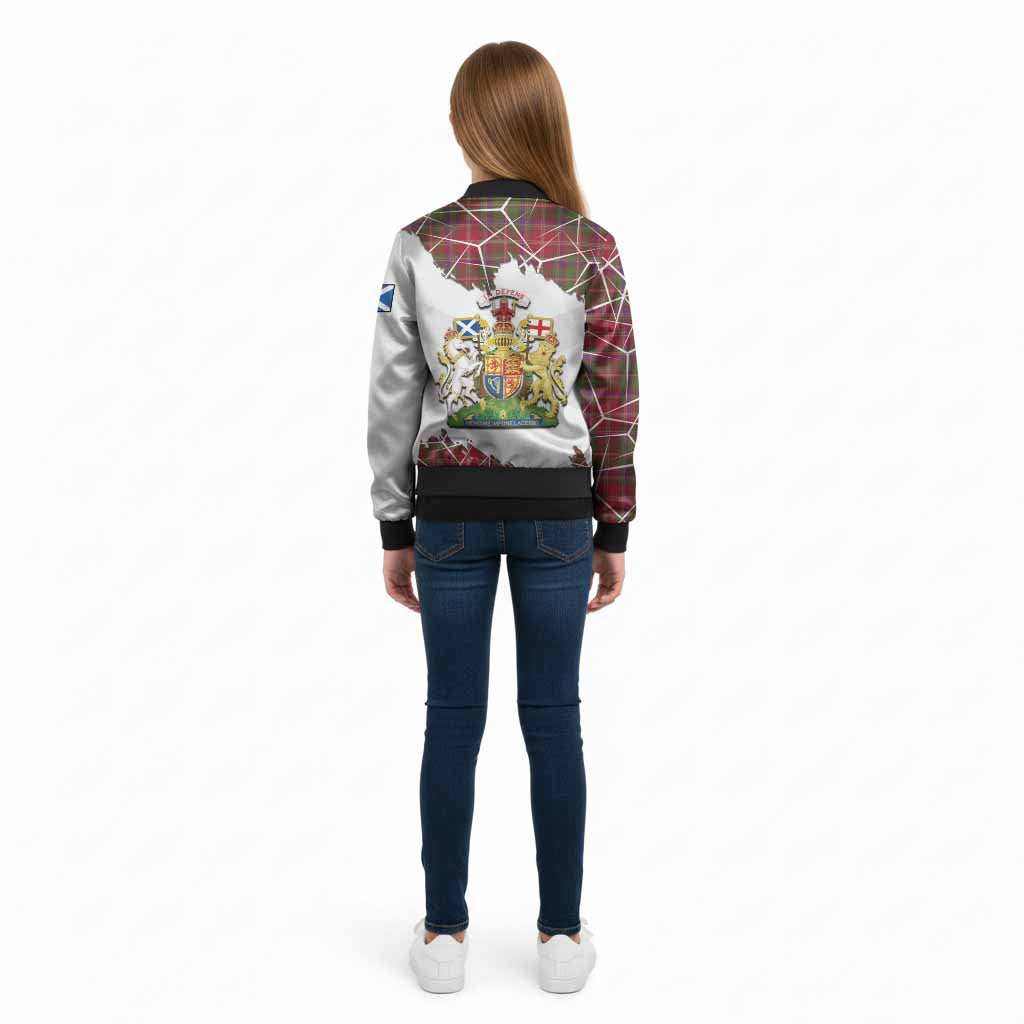 Somerville Tartan Kid Bomber Jacket with Family Crest and Lion Rampant Grunge Style