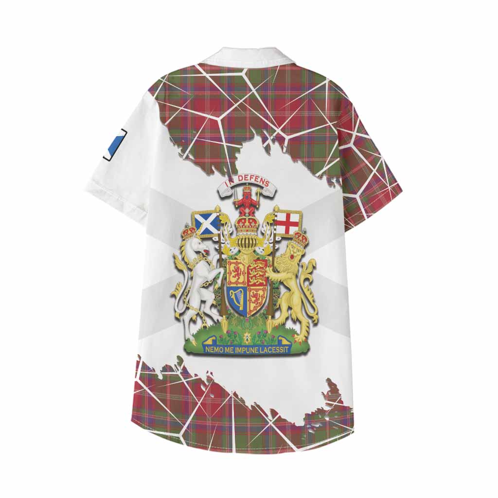 Somerville Tartan Kid Hawaiian Shirt with Family Crest and Lion Rampant Grunge Style