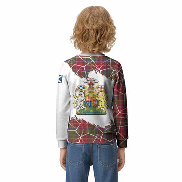Somerville Tartan Kid Knitted Sweatshirt with Family Crest and Lion Rampant Grunge Style