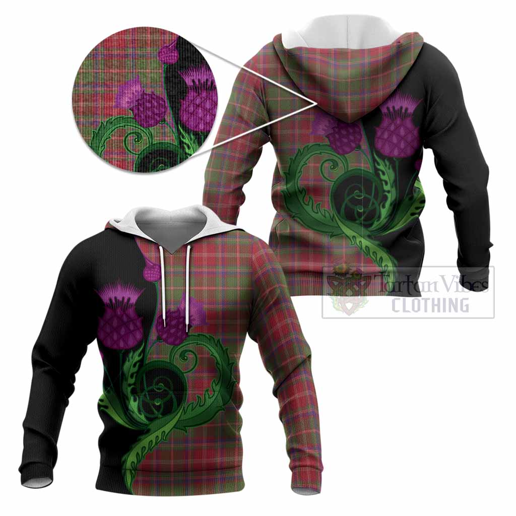 Somerville Tartan Knitted Hoodie Traditional Scottish Thistle