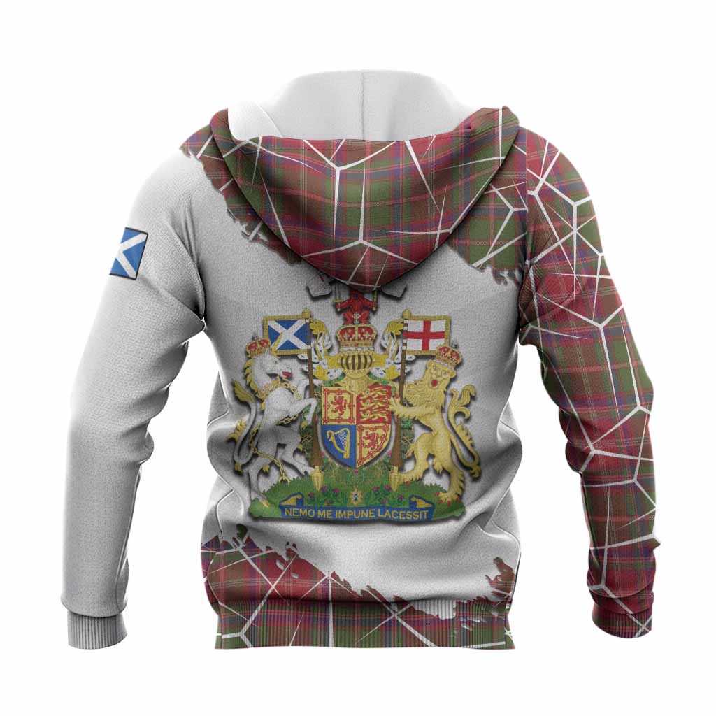 Somerville Tartan Knitted Hoodie with Family Crest and Lion Rampant Grunge Style