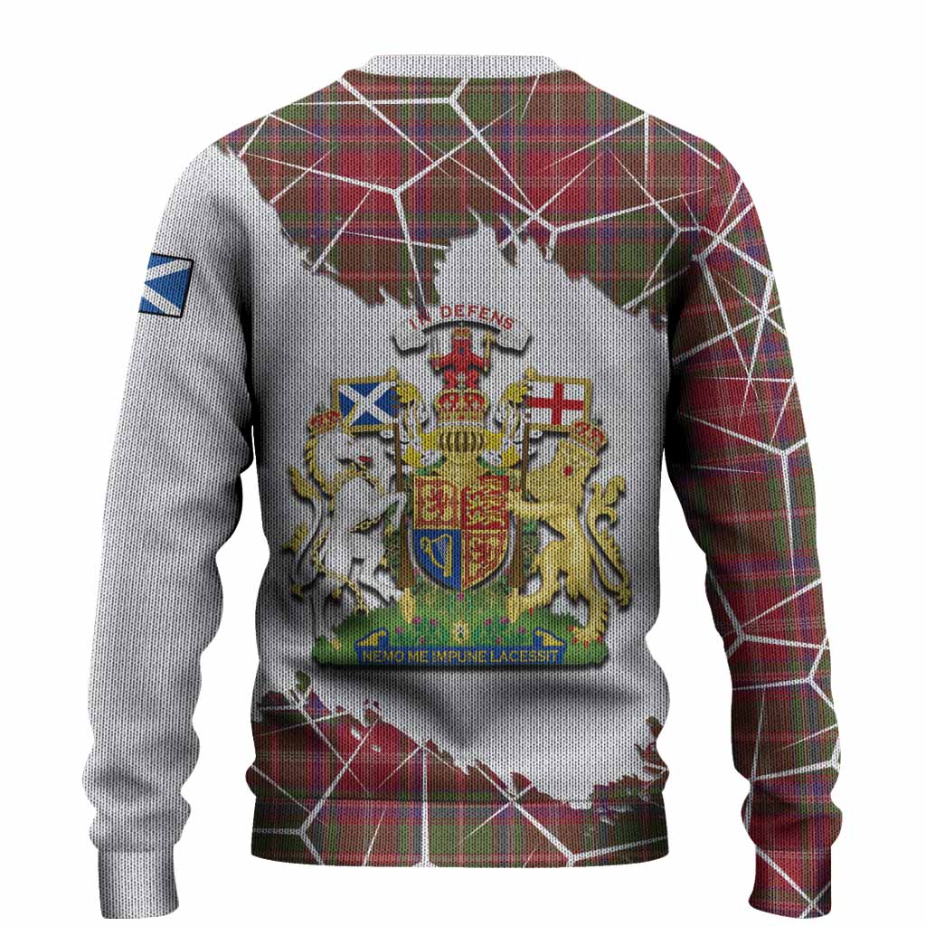 Somerville Tartan Knitted Sweater with Family Crest and Lion Rampant Grunge Style