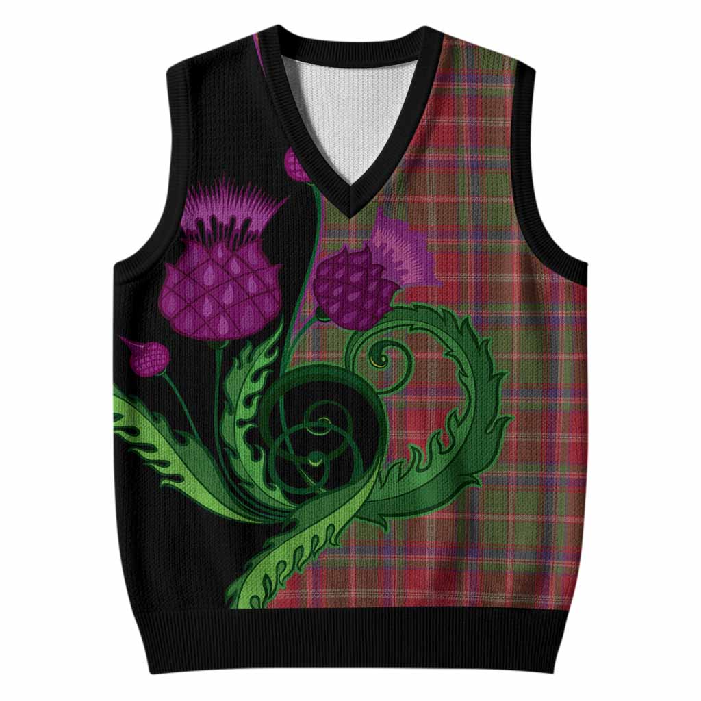 Somerville Tartan Knitted V-Neck Vest Traditional Scottish Thistle