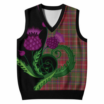 Somerville Tartan Knitted V-Neck Vest Traditional Scottish Thistle