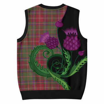 Somerville Tartan Knitted V-Neck Vest Traditional Scottish Thistle