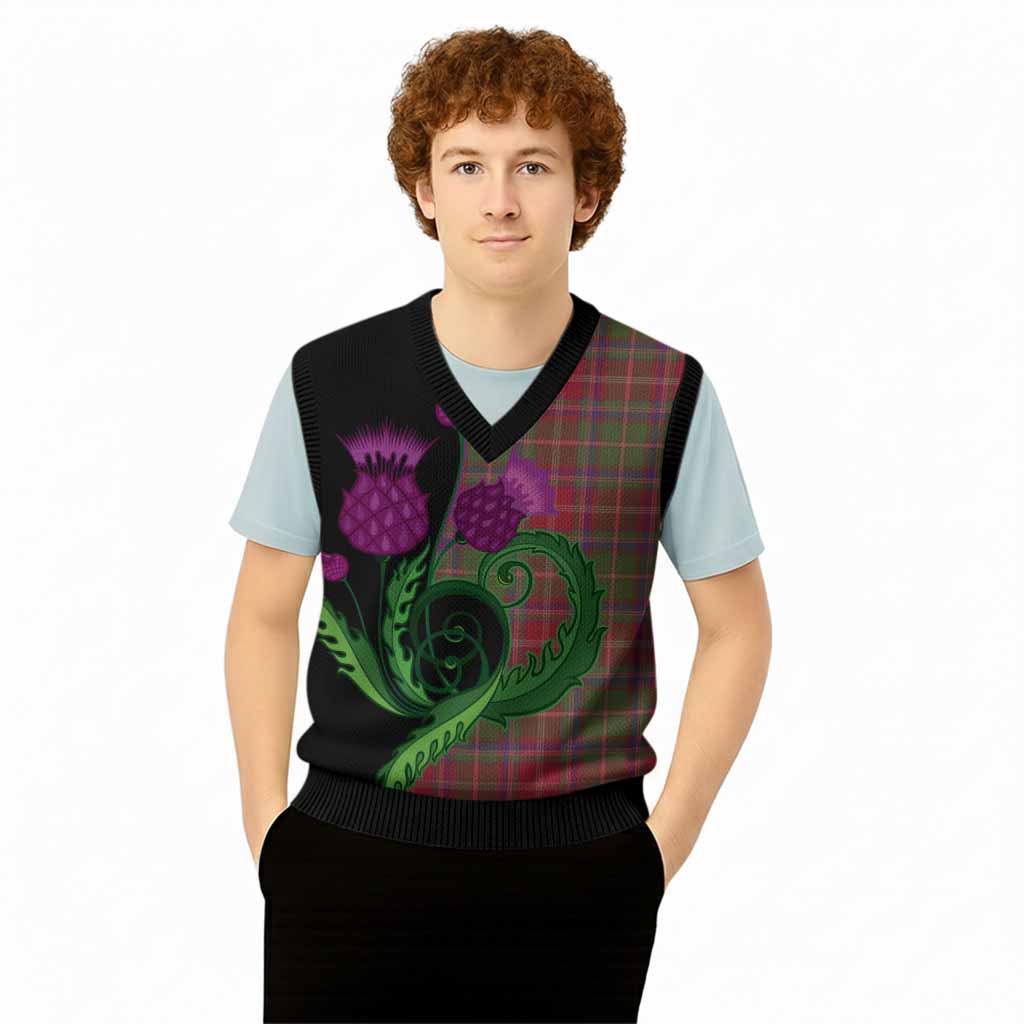 Somerville Tartan Knitted V-Neck Vest Traditional Scottish Thistle