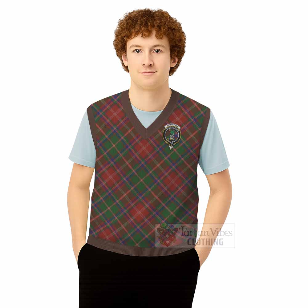 Somerville Tartan Knitted V-Neck Vest with Family Crest Cross Style
