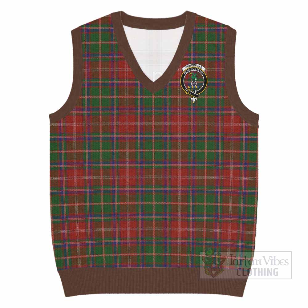 Somerville Tartan Knitted V-Neck Vest with Family Crest - Tartan Vibes Clothing