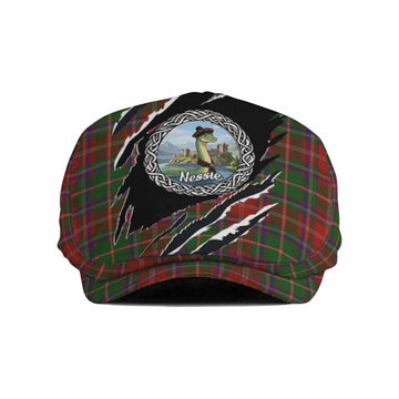Somerville Tartan Loch Ness Monster Flat Cap, Jeff Cap Celtic Knot Nessie Art