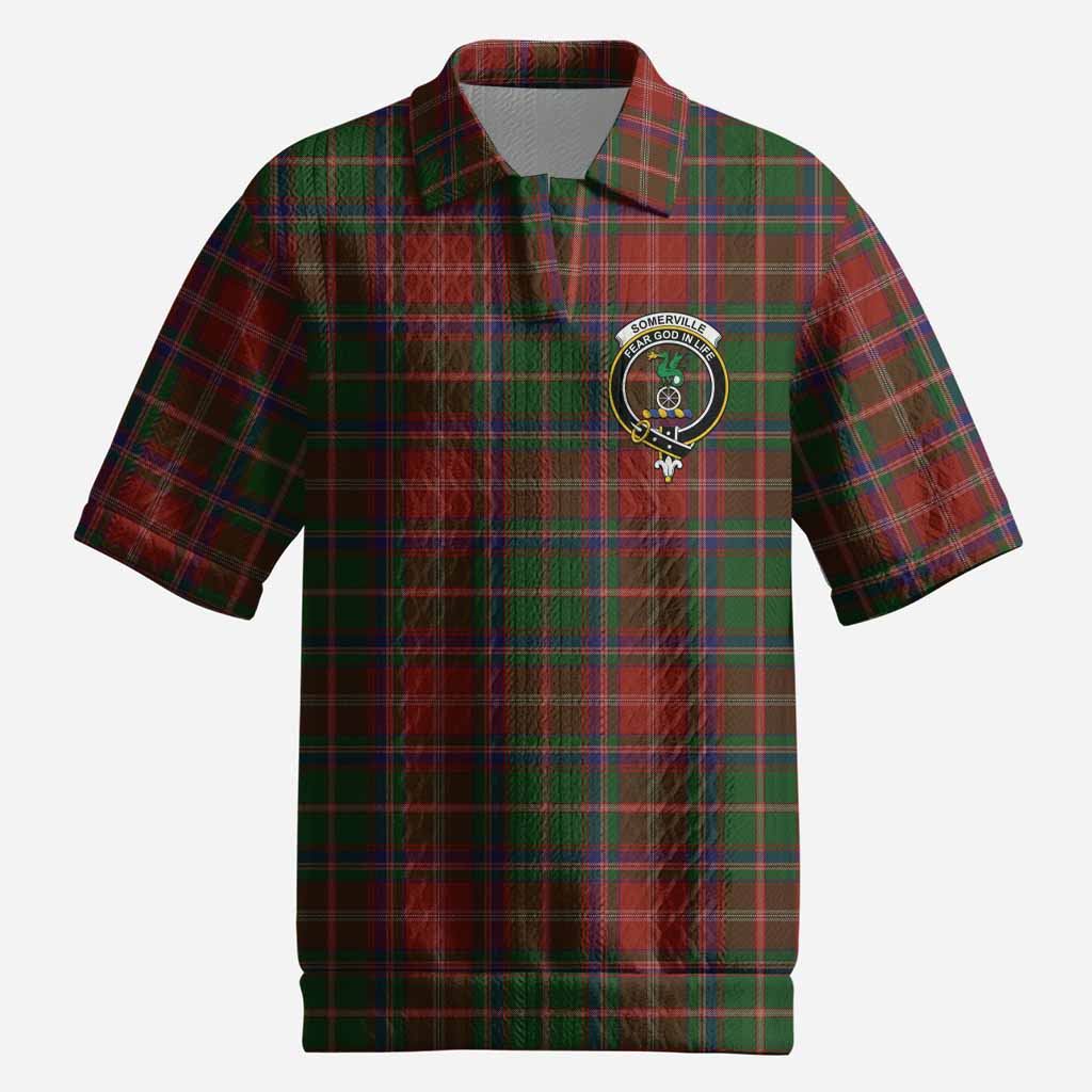 Somerville Tartan Men’s Polo Sweater Top with Family Crest