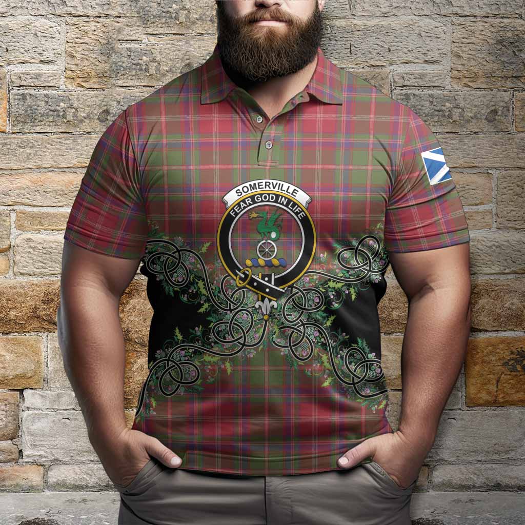 Somerville Tartan Polo Shirt Thistle Scottish Spirit