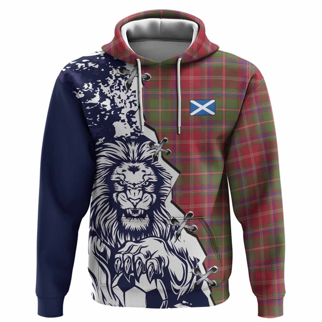 Somerville Tartan Scottish Hoodie Angry Lion With Soccer Ball Style