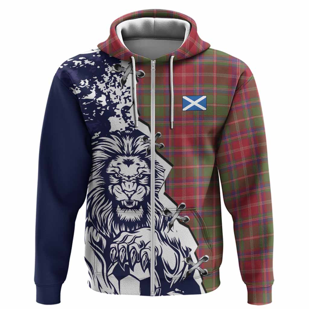 Somerville Tartan Scottish Hoodie Angry Lion With Soccer Ball Style