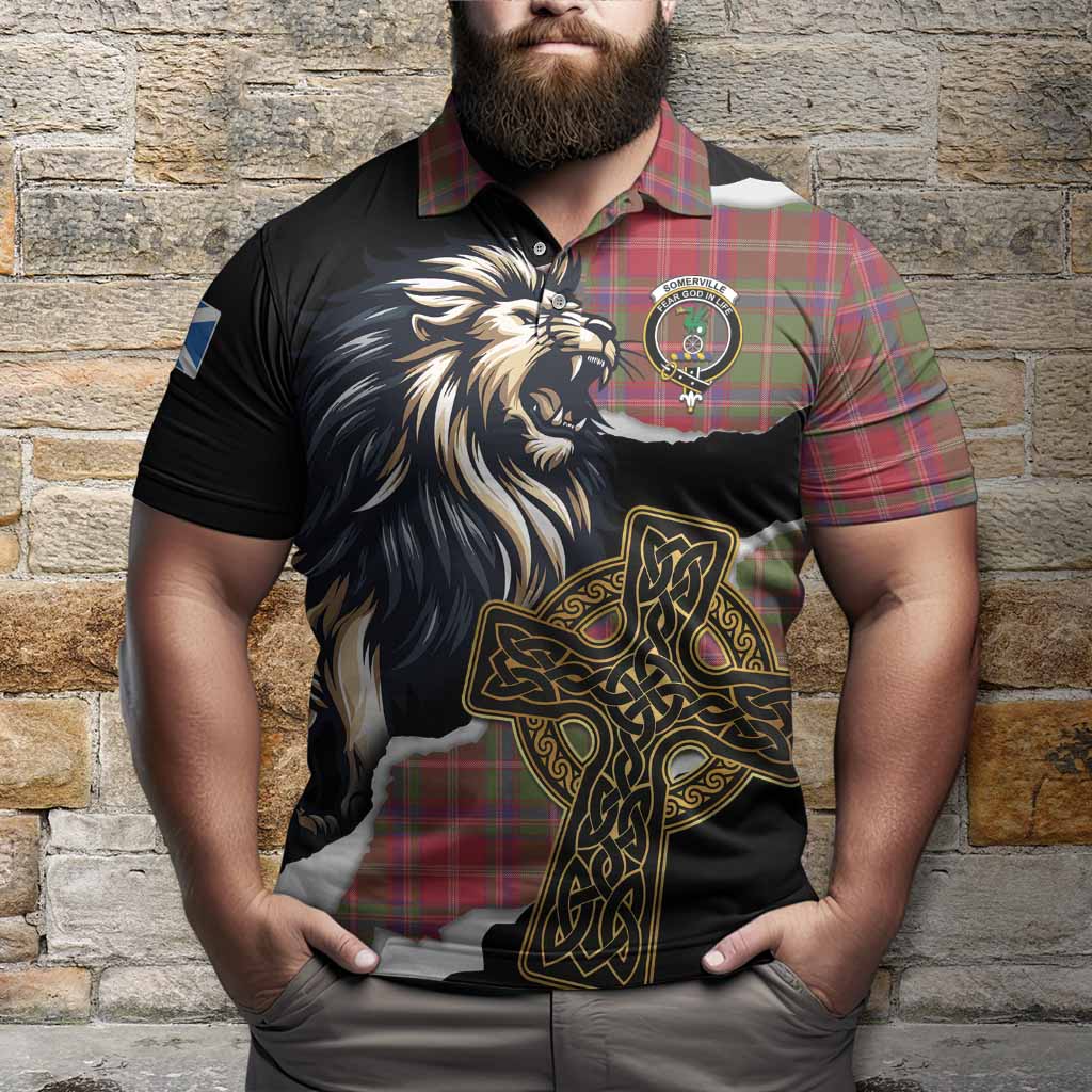 Somerville Tartan Scottish Polo Shirt Lion Celtic Heritage