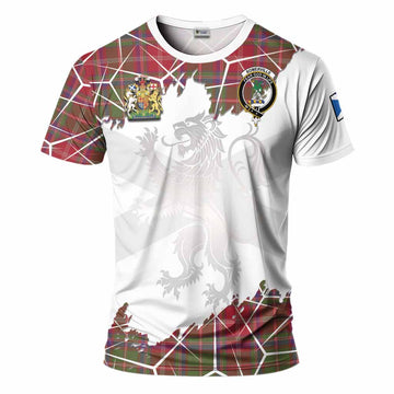 Somerville Tartan T-Shirt with Family Crest and Lion Rampant Grunge Style