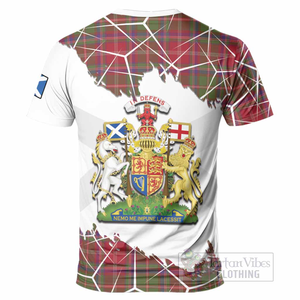 Somerville Tartan T-Shirt with Family Crest and Lion Rampant Grunge Style