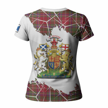 Somerville Tartan Women T shirt with Family Crest and Lion Rampant Grunge Style