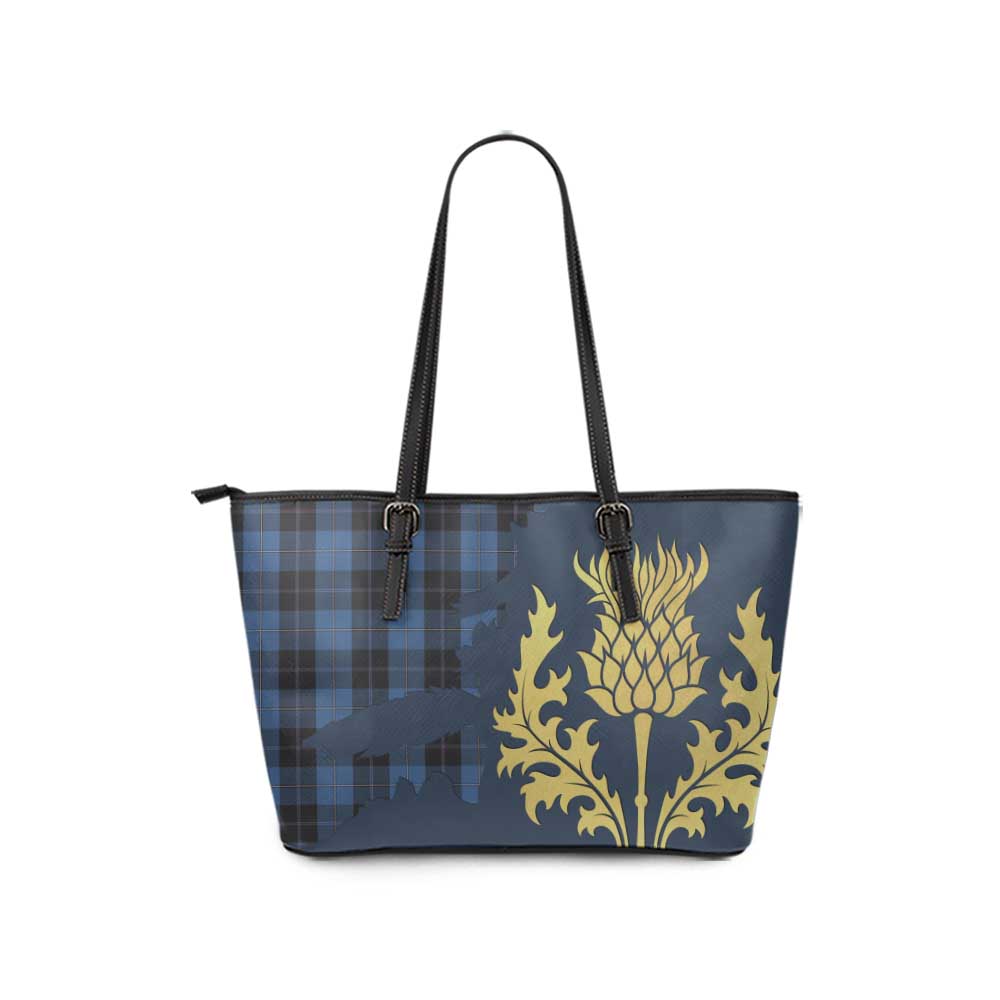 Tartan Vibes Clothing Sorbie Tartan Leather Tote Bag Gold Thistle Style