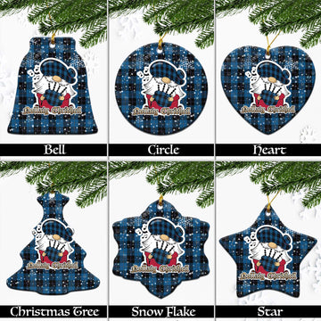 Sorbie Tartan Christmas Ornaments with Scottish Gnome Playing Bagpipes