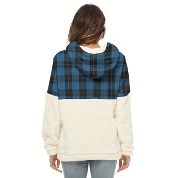 Sorbie Tartan Half Style Women's Borg Fleece Hoodie with Half Zip