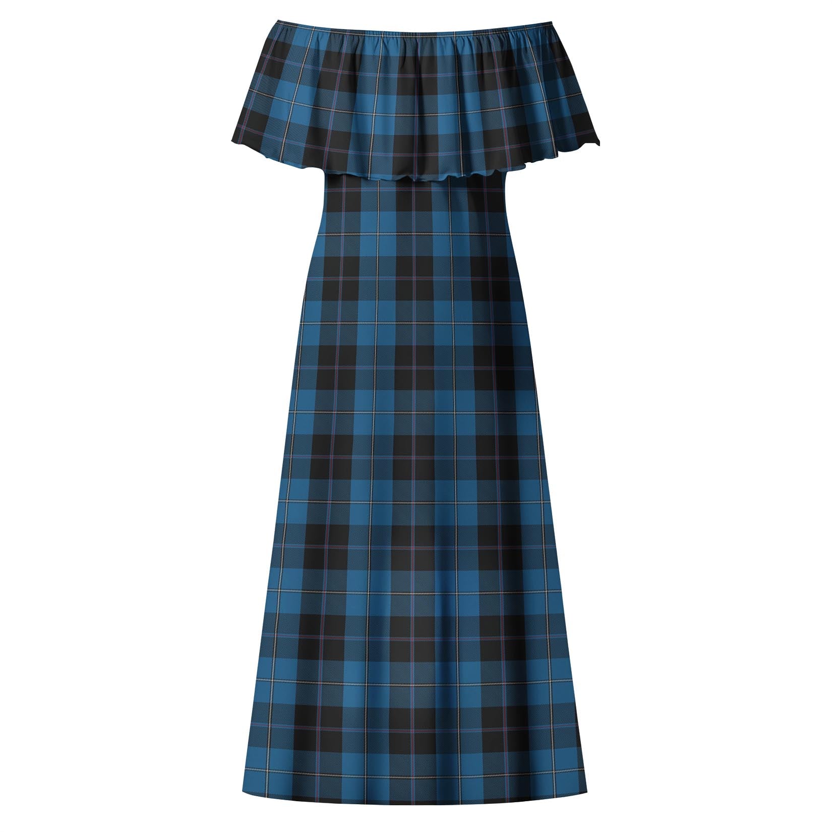 Sorbie Tartan Off Shoulder Long Dress - Tartanvibesclothing