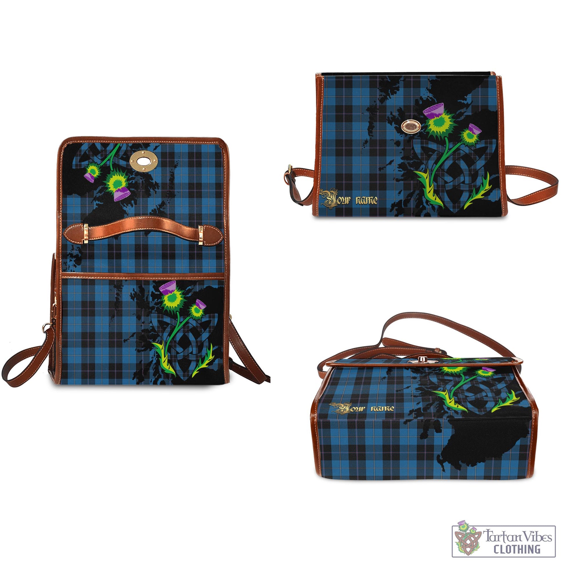 Tartan Vibes Clothing Sorbie Tartan Waterproof Canvas Bag with Scotland Map and Thistle Celtic Accents