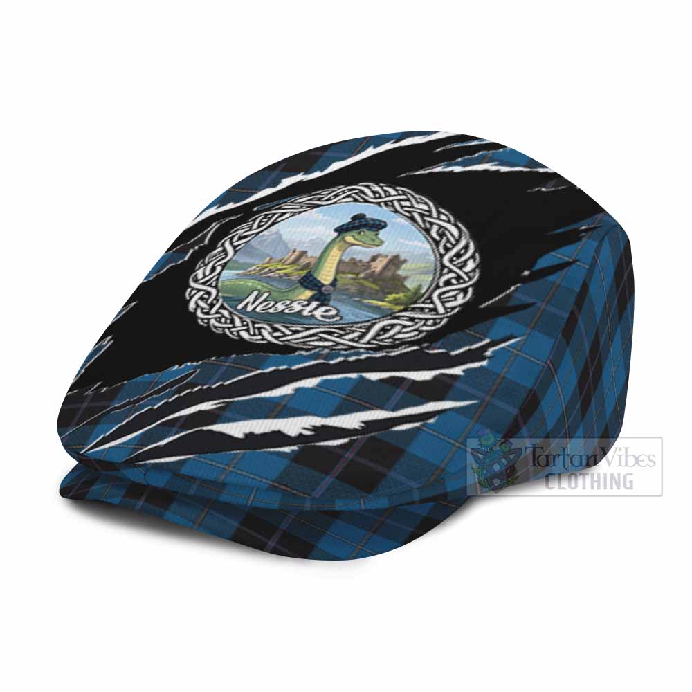 Sorbie Tartan Loch Ness Monster Flat Cap, Jeff Cap Celtic Knot Nessie Art