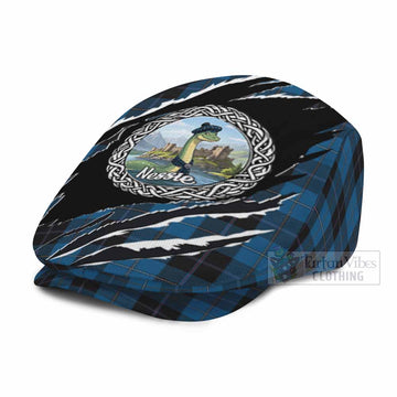 Sorbie Tartan Loch Ness Monster Flat Cap, Jeff Cap Celtic Knot Nessie Art
