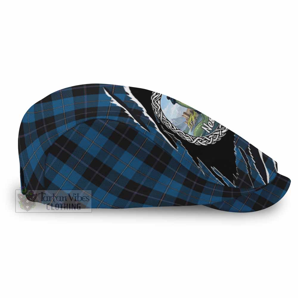 Sorbie Tartan Loch Ness Monster Flat Cap, Jeff Cap Celtic Knot Nessie Art
