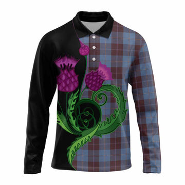 Sorbie Tartan Long Sleeve Polo Shirt Traditional Scottish Thistle