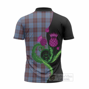 Sorbie Tartan Zipper Polo Shirt Traditional Scottish Thistle