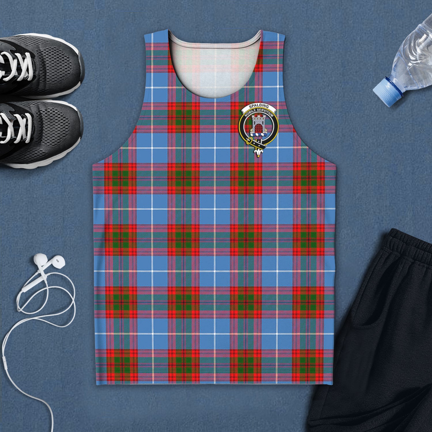 Spalding Tartan Mens Tank Top with Family Crest 5XL - Tartan Vibes Clothing