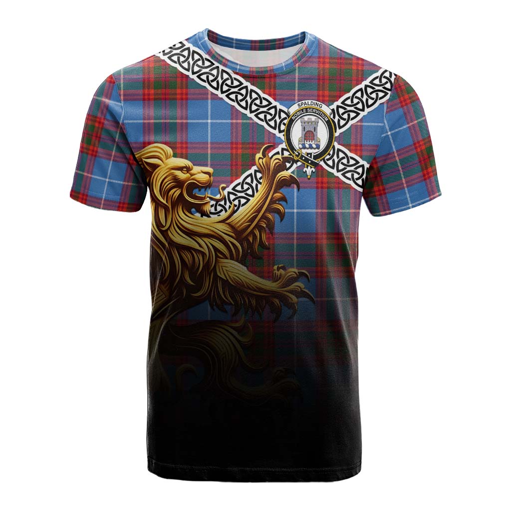 Spalding Crest Tartan Cotton T-shirt with Golden Lion Emblem Celtic Style Kid's Shirt - Tartan Vibes Clothing