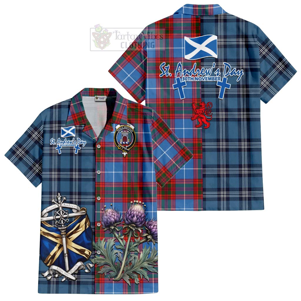 Spalding Tartan Hawaiian Shirt Happy St. Andrew's Day Half Tartan Style Kid - Tartan Vibes Clothing