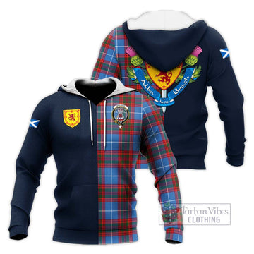 Spalding Tartan Knitted Hoodie Alba with Scottish Lion Royal Arm Half Style Unisex Knitted Pullover Hoodie - Tartan Vibes Clothing