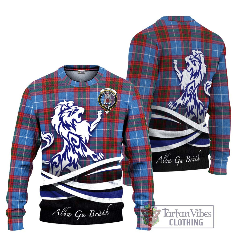 Spalding Tartan Ugly Sweater with Alba Gu Brath Regal Lion Emblem Unisex - Tartan Vibes Clothing