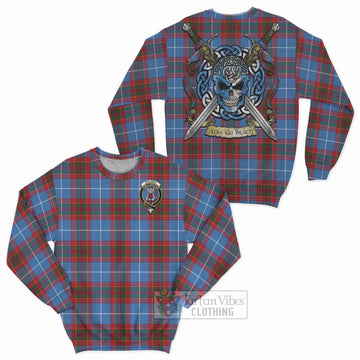 Spalding Tartan Sweatshirt with Family Crest Celtic Skull Style Unisex - Tartan Vibes Clothing