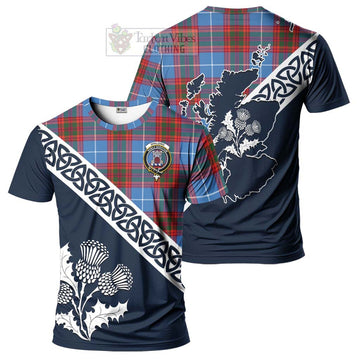Spalding Tartan T-Shirt Featuring Thistle and Scotland Map Kid's Shirt - Tartanvibesclothing Store